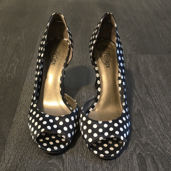 Reflex Shoes - Reflex Black and White Polka Dot Heels